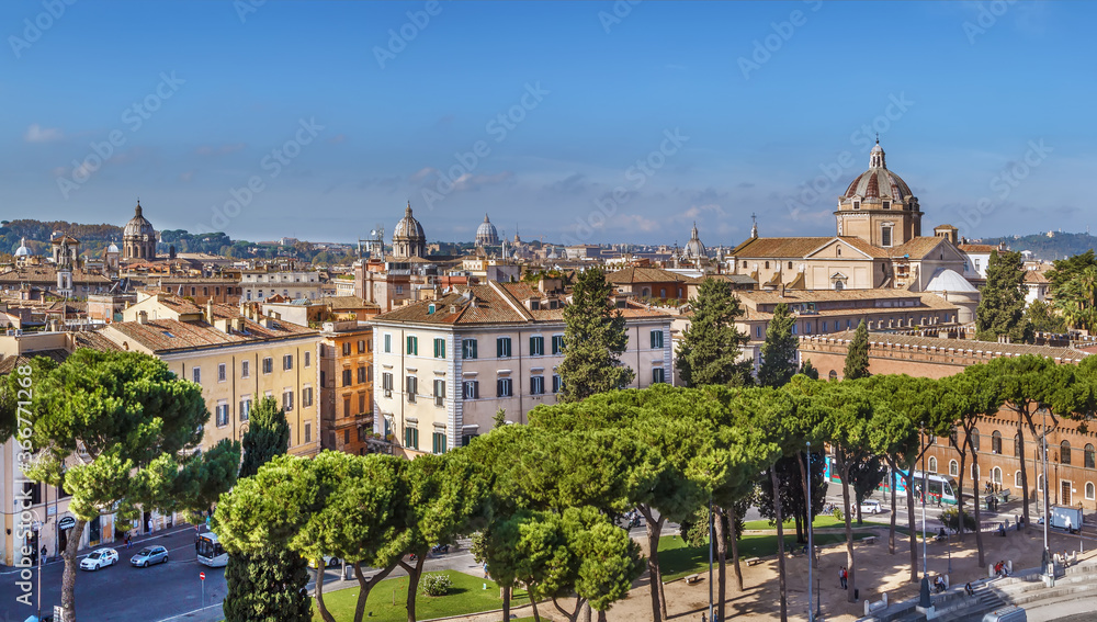 Aerial panoramic view of Rome, Italy