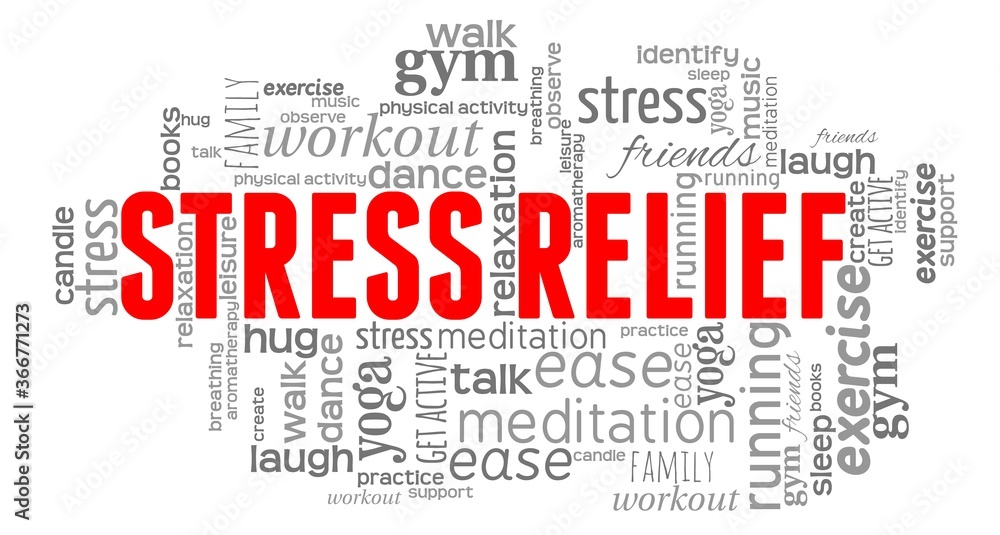 Stress relief word cloud isolated on a white background Stress relief word cloud isolated on a white background