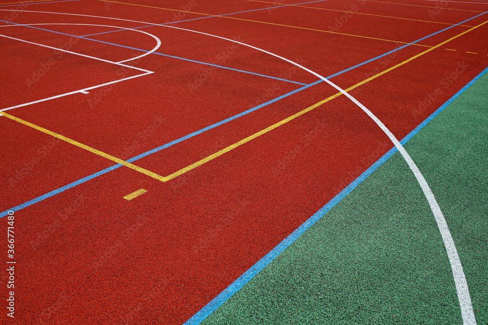 Fototapeta premium multifunctional school volleyball and basketball court field surfacesv