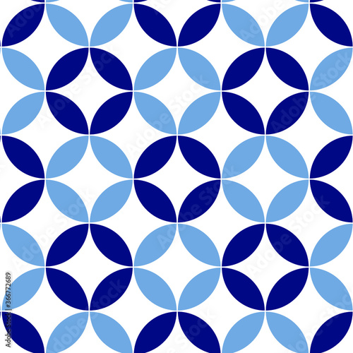 Seamless pattern symbol in blue floral background, flower ornament. Blue  ceramics design, simple decoration art, tile pattern seamless vector. 