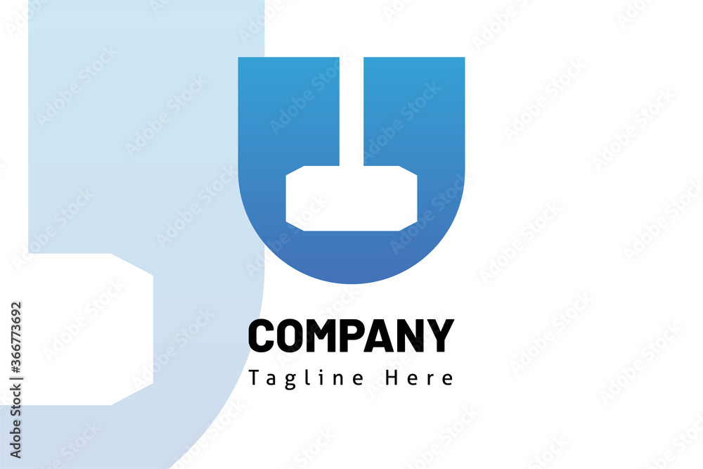 blue emblem hammer silhouette illustration logo template