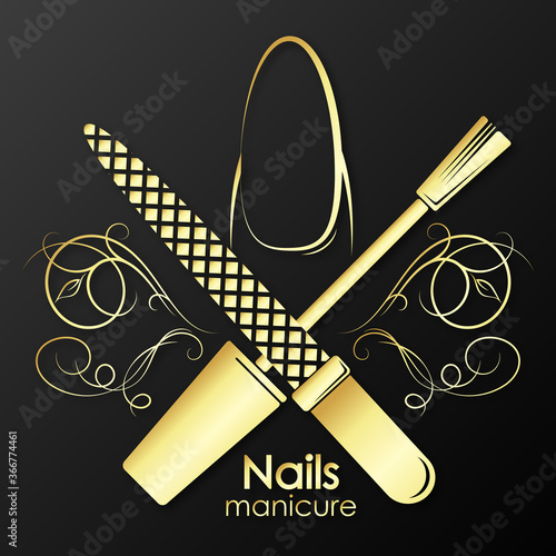 Manicure and pedicure nail care golden symbol