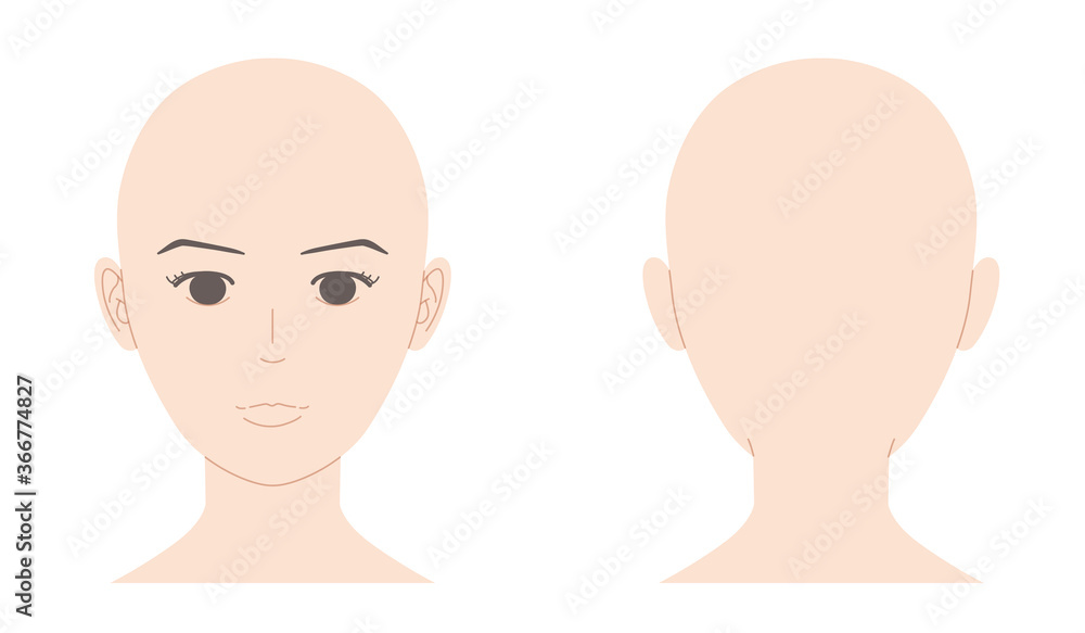 Mannequin of skinhead woman face without main lines. Vector illustration isolated on white background. Mannequin of skinhead woman face without main lines. Vector illustration isolated on white background.