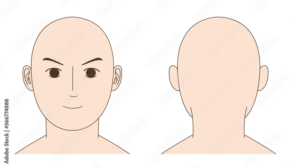 Mannequin of skinhead man face. Vector illustration isolated on white background. Mannequin of skinhead man face. Vector illustration isolated on white background.