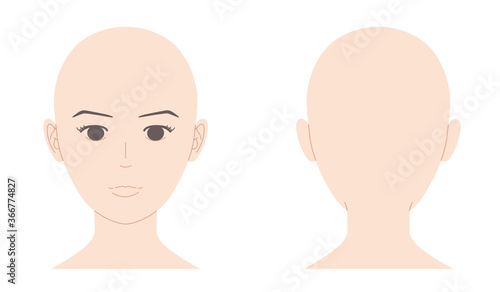 Mannequin of skinhead woman face without main lines. Vector illustration isolated on white background.