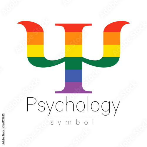 Vector psychology LGBTQA symbol. Pride flag background. Icon for gay, lesbian, bisexual, transsexual, queer and allies person. Can be use for sign activism or counseling. LGBT isolated on white.