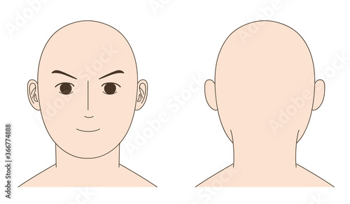 Mannequin of skinhead man face. Vector illustration isolated on white background.
