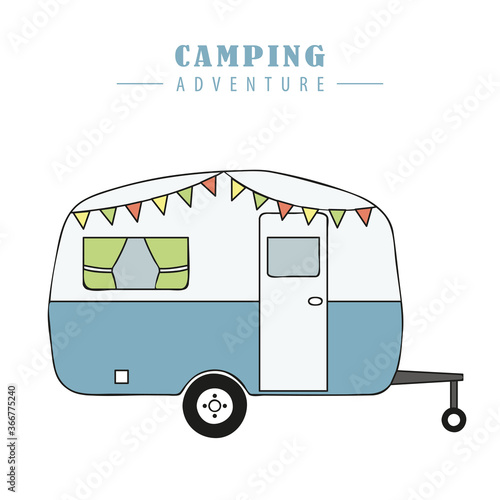 camper summer holiday on a road trip vector illustration EPS10