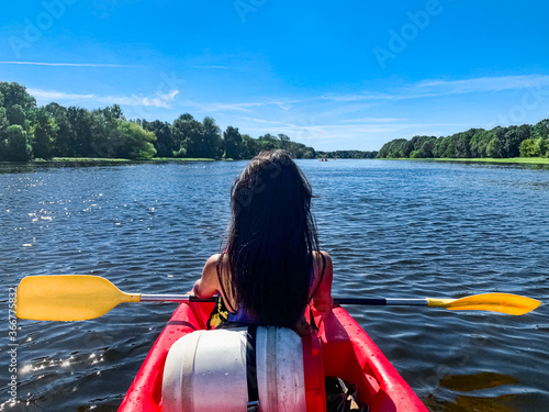 A girl kayaking on the famous Loire river France © Hakan Ozturk