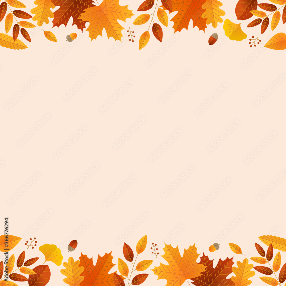 秋の葉っぱとどんぐり背景素材 Stock Vector Adobe Stock