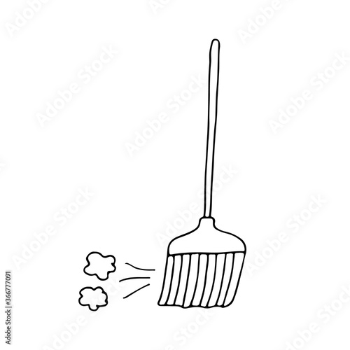 Broom doodle icon in vector. Hand drawn broom icon in vector. Sweeping broom icon