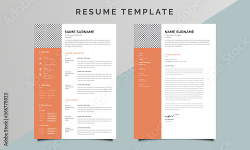 Business Resume / CV Template with Cover Letter Design