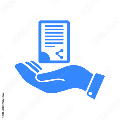 Document handover icon / blue color