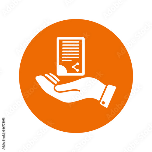 Document handover icon / orange color