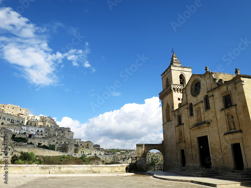 The Church of San Pietro Caveoso and the cityscape of Matera, ITALY photo