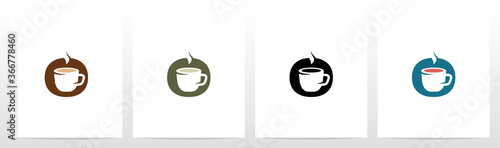 Tea Coffee Cup On Letter Logo Design O