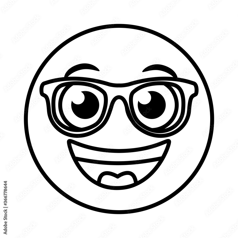 emoji face laughing with eyeglasses line style icon emoji face laughing with eyeglasses line style icon