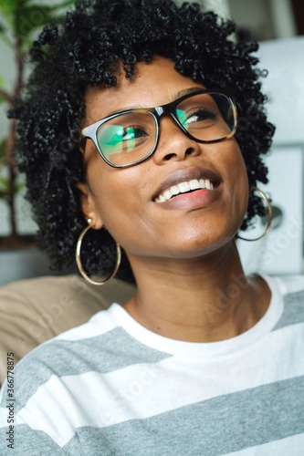 Young black woman wearing glasses