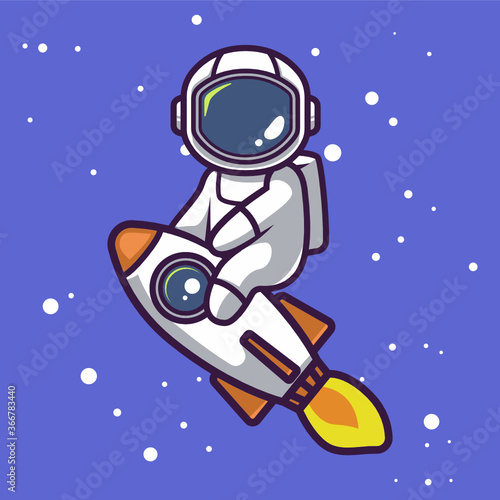 Cute astronaut mascot space theme