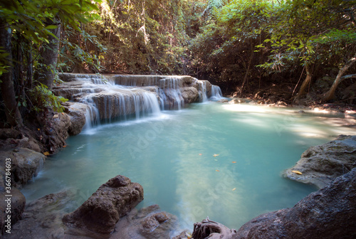 Erawan Waterfall  One of famous waterfall Kanchanaburi Attractions in Thailand