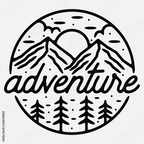 monoline vintage outdoor badge design