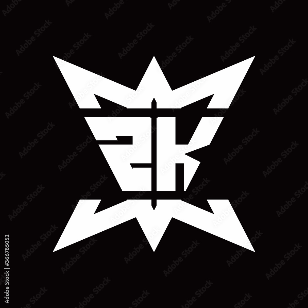 ZK Logo monogram with crown up down side design template