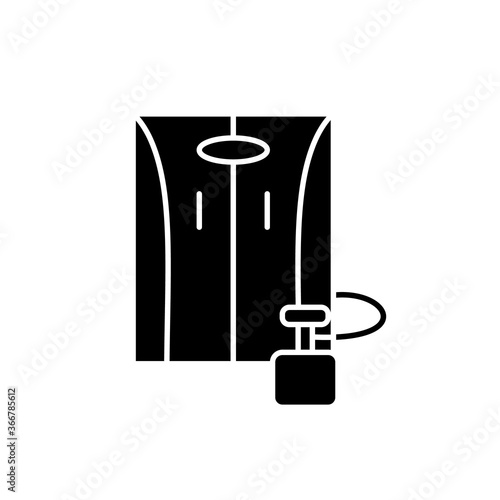 Portable home sauna black glyph icon. Mobile bathhouse, wellness silhouette symbol on white space. Health care procedure, heat therapy. Small bath with infrared heaters vector isolated illustration