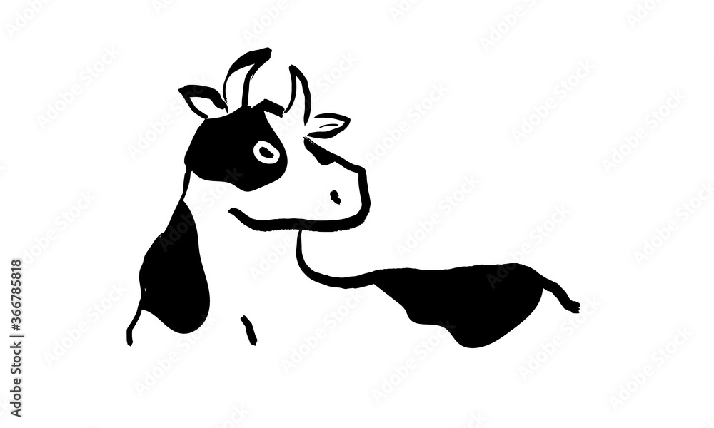 筆絵風の手描きの牛のイラスト Stock Vector Adobe Stock