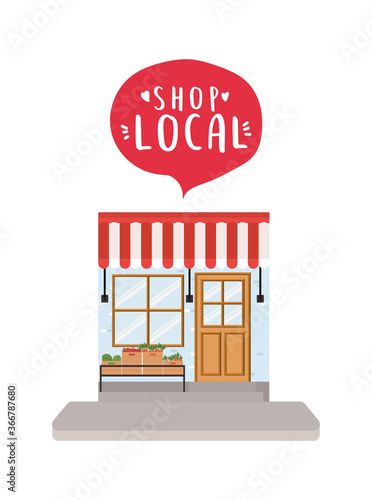 store with vegetables shelf and shop local inside bubble design of retail buy and market theme Vector illustration