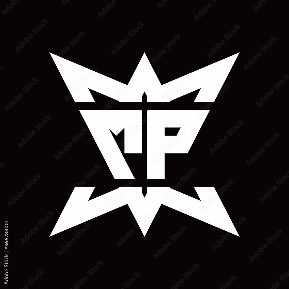 MP Logo monogram with crown up down side design template MP Logo monogram with crown up down side design template