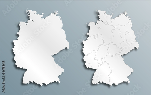 set of vector maps of Germany  with shadow 