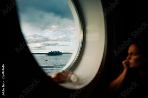 A view from a cabin in a ferry between Stockholm and Turku. 