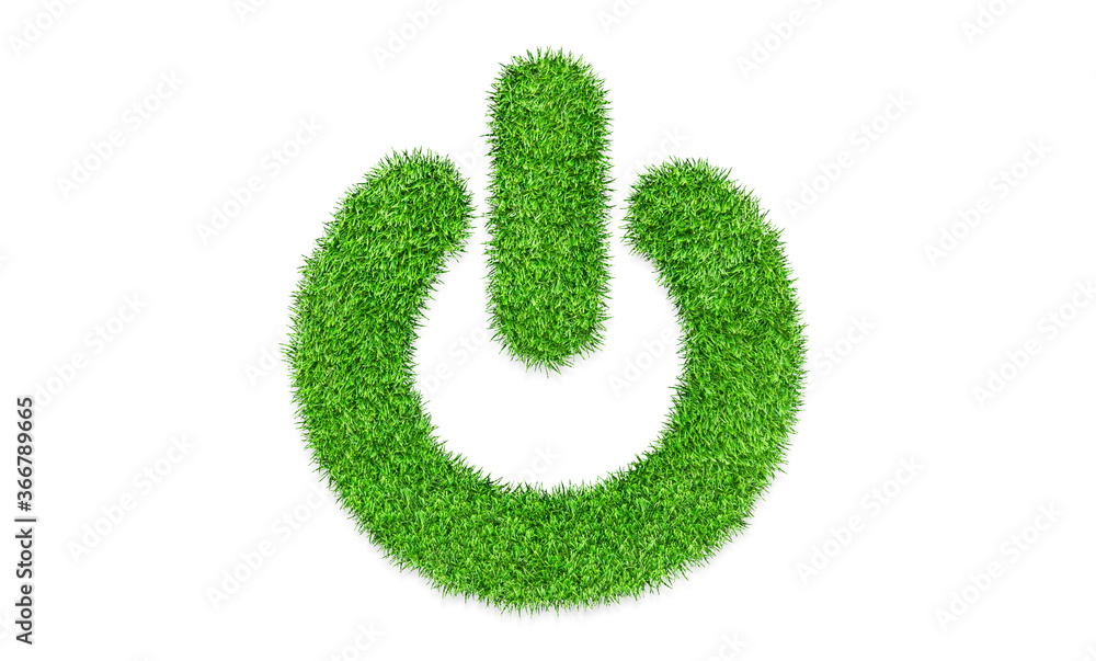 Ecology and Environment Concept : Green grass start button symbol isolated on white background. (Clipping path) Ecology and Environment Concept : Green grass start button symbol isolated on white background. (Clipping path)