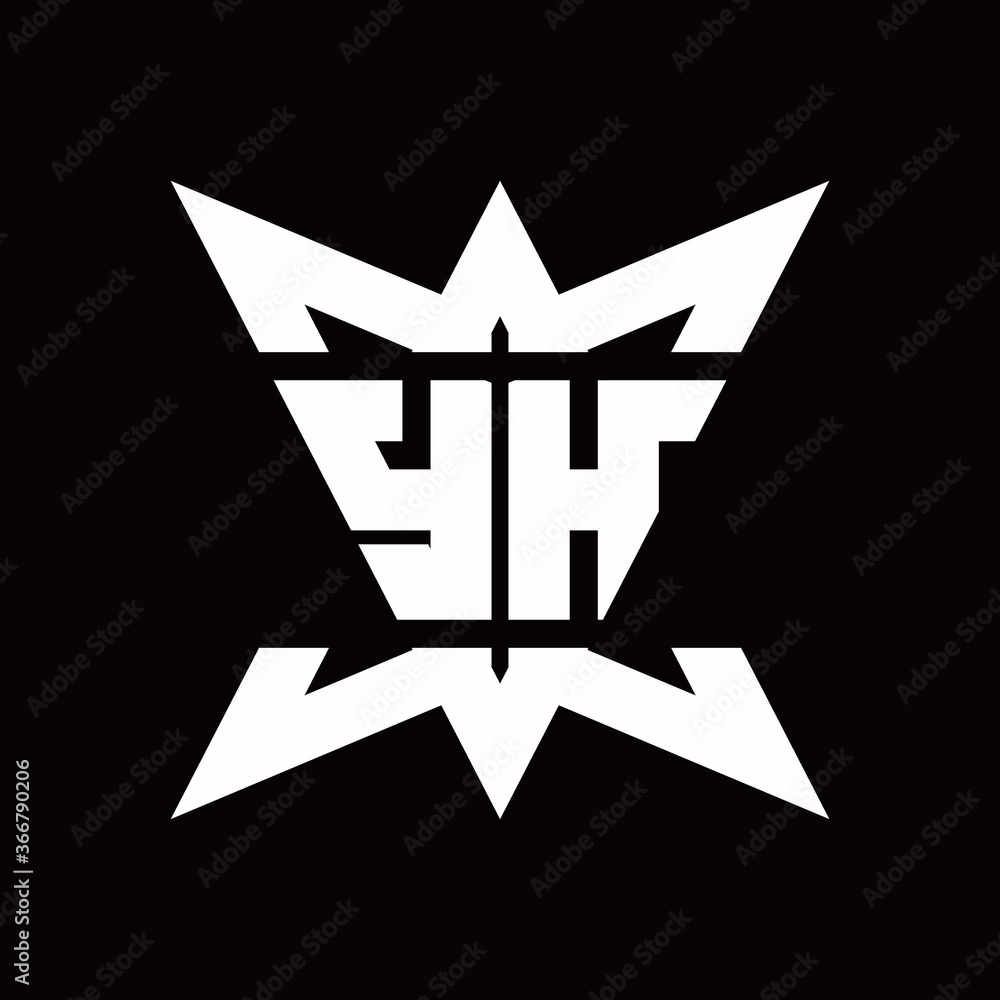 YH Logo monogram with crown up down side design template YH Logo monogram with crown up down side design template