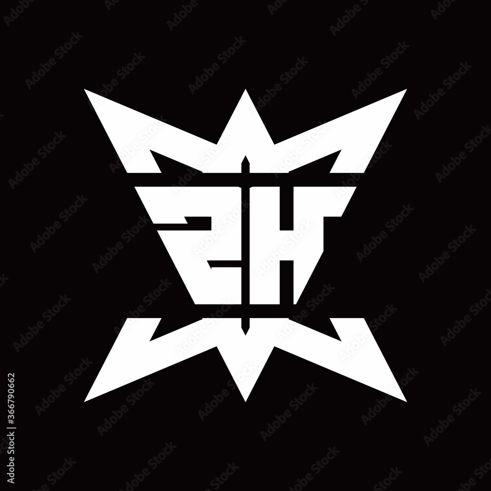 ZH Logo monogram with crown up down side design template ZH Logo monogram with crown up down side design template