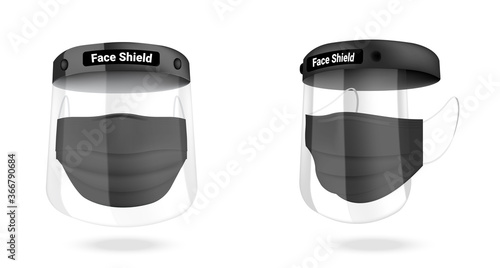 Surgical face shield mask and Virus Protection isolated on white background. Safety Breathing,  Health Care and Medical Concept Design.