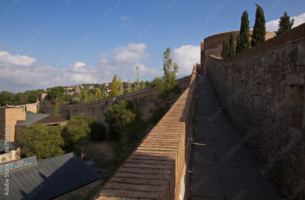 City Wall in Girona, Catalonia, Spain, Europe
