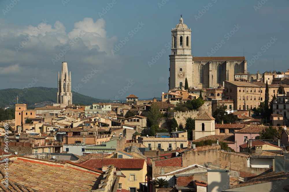 Basilica de Sant Feliu and Cathedral of Saint Mary of Girona,Catalonia,Spain,Europe
