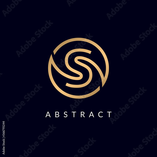S letter circle logo design simple style template.
