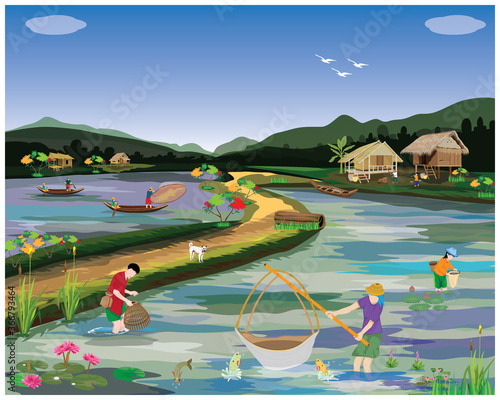 lifestyle of people at countryside vector design