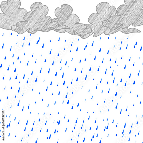 cartoon stickman: rainy season,rain,monsoon,protection,umbrella,business concept,doodle art.Vector Illustration