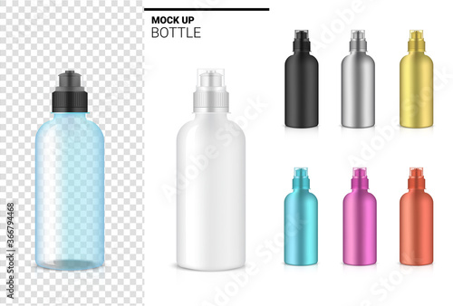 Bottle 3D Mock up Realistic transparent Plastic Shaker in Vector for Water and Drink. Bicycle and Sport Concept Design.