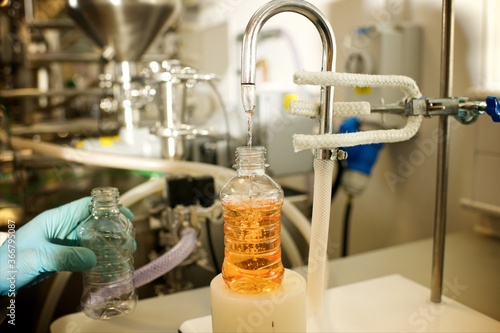 Equipment used in the Britvic tasting lab to sample different flavours,