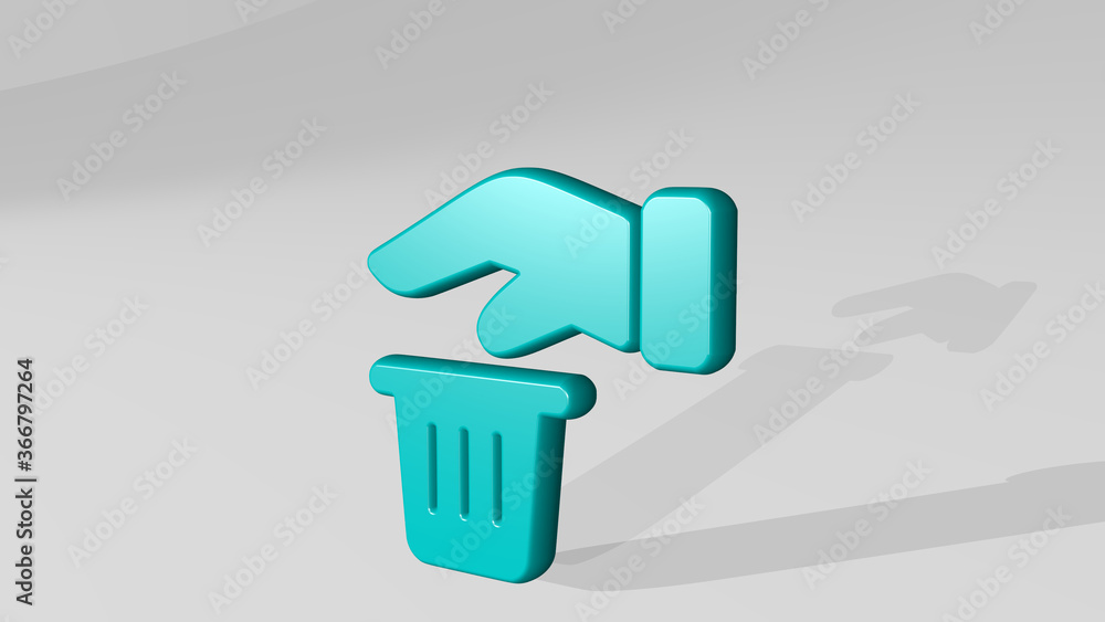 RECYCLING HAND TRASH from a perspective with the shadow. A thick sculpture made of metallic materials of 3D rendering. illustration and background RECYCLING HAND TRASH from a perspective with the shadow. A thick sculpture made of metallic materials of 3D rendering. illustration and background