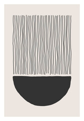 Papier peint photo Minimaliste art Motif abstrait contemporain aux traits fins  © C Design Studio