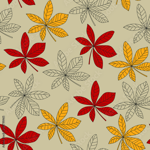 Pattern with multi-colored sprigs on a beige background