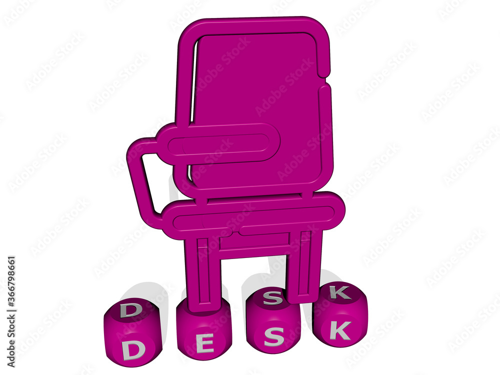 3D graphical image of DESK vertically along with text built by metallic cubic letters from the top perspective, excellent for the concept presentation and slideshows. business and background 3D graphical image of DESK vertically along with text built by metallic cubic letters from the top perspective, excellent for the concept presentation and slideshows. business and background