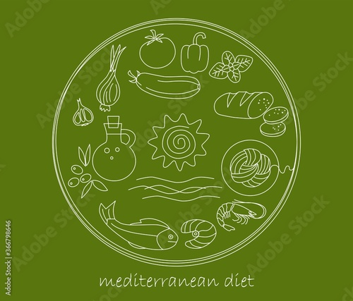 mediterranean diet icons vector illustration