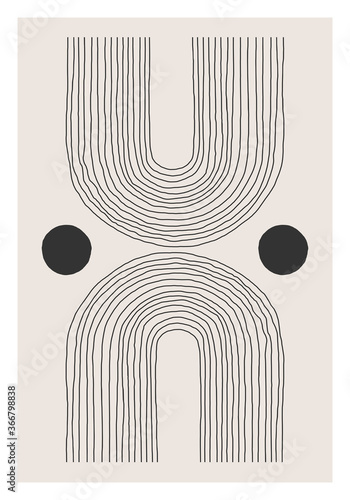 Abstract creative minimalist artistic hand sketched line art composition