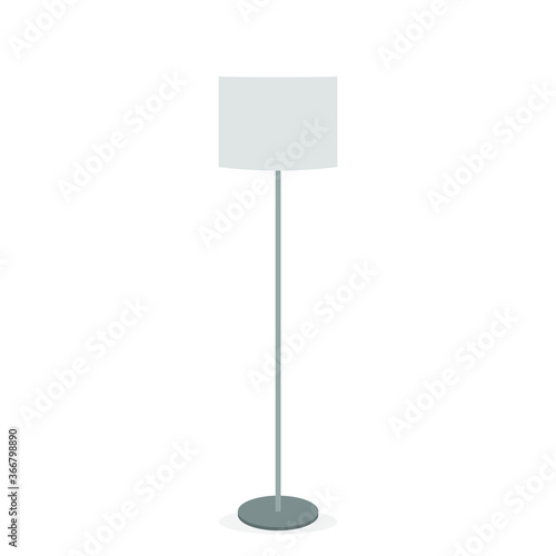 Floor lamp with shadow on a white background